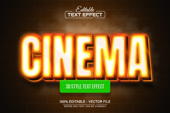Download Cinema Yellow Neon 3d Text Effect - Neon 3d Collection