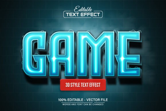 Download Game Blue Glowing Neon 3d Text Effect - Neon 3d Collection
