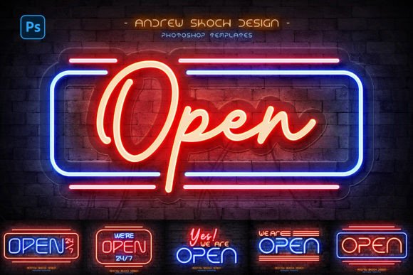 Download Open Neon Sign – Photoshop Mockups - Photoshop Collection