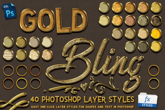 Download Gold Bling Photoshop Layer Styles - Photoshop Collection