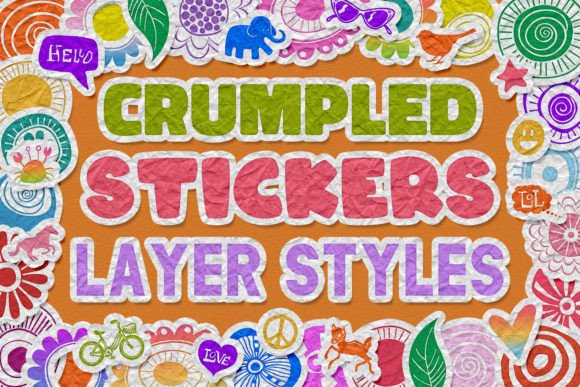 Download Crumpled Stickers Photoshop Layer Styles - Photoshop Collection
