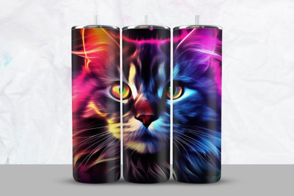 Download Neon 3D Cat Tumbler Wrap - Premium Resources