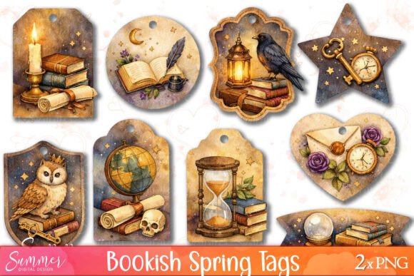 Download Dark Academia Bookish Spring Tag Sheets - Dark academia Collection
