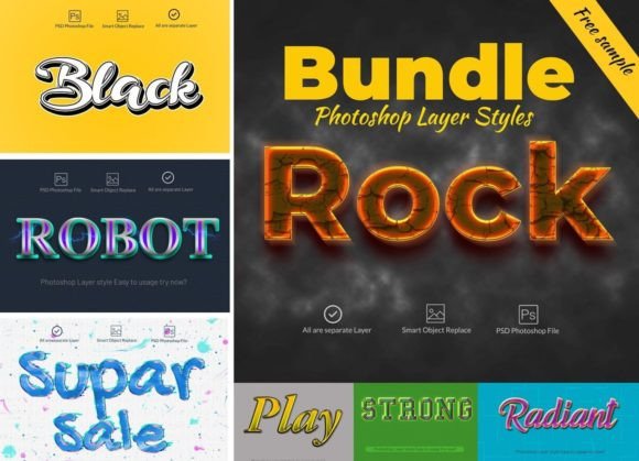 Download Bundle Photoshop Layer Styles - Photoshop Collection